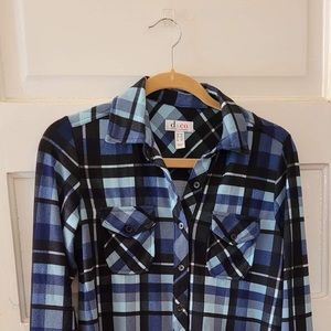 Denim & Co., blue flannel, size xs